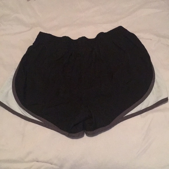 Black running shorts with gray and white designs! - Picture 2 of 2